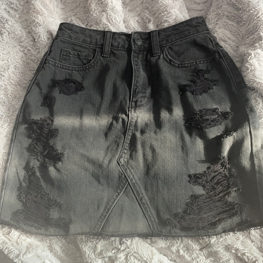 Black denim skirt